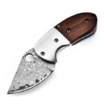 Mini-Mantis-Messer, Klappmesser aus Damaststahl, Holzgriff, Taschenmesser, tragbar, Auspacken