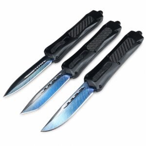 (F396) Butterfly 3300 Straight Blue Titanium Twin Peaks OTF-Messer